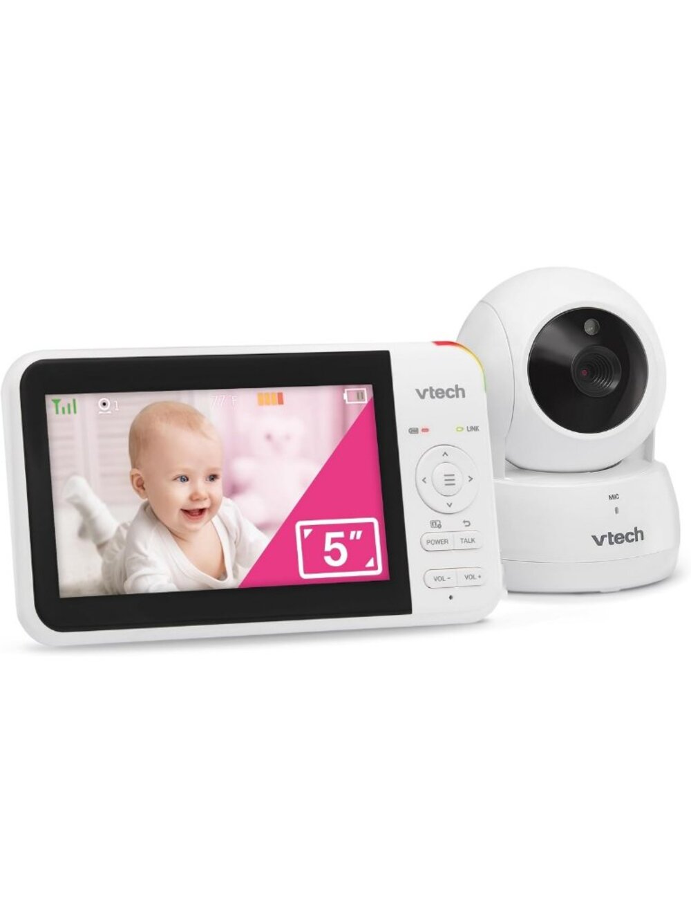 5-Inch Baby Monitor with Remote Pan-Tilt-Zoom, Night Vision, 1000ft Range